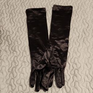 Elegant Black Satin Gloves
